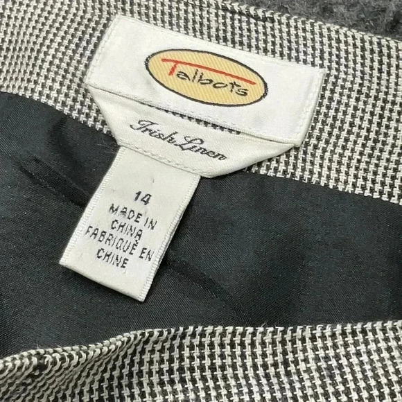 Talbots Grey & Black Plaid 100% Irish Linen A-Line Skirt Women’s Size 14 - Picture 3 of 4